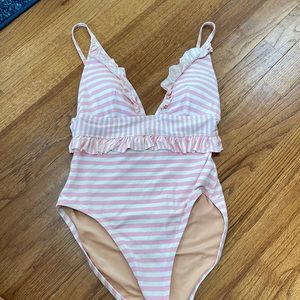 J.Crew plunging ruffled swimsuit.